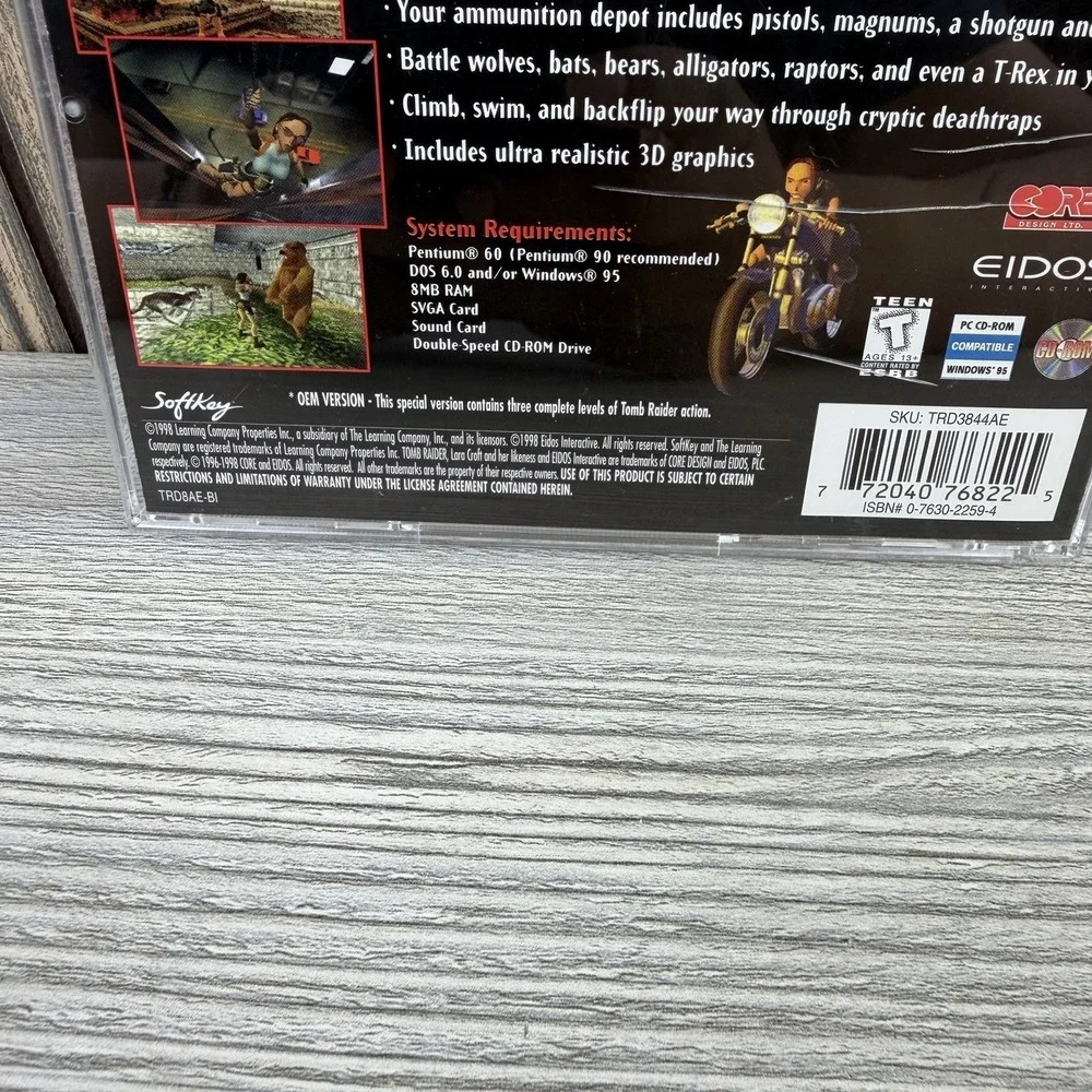 Tomb Raider (PC CD, 1998) Complete in Case Very Good Condition Eidos Tested